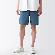 【MUJI 無印良品】男有機棉水洗平織布舒適短褲 XS 煙燻藍