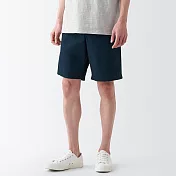 【MUJI 無印良品】男有機棉水洗平織布舒適短褲 XS 暗藍
