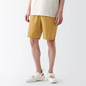 【MUJI 無印良品】男有機棉水洗平織布舒適短褲 XS 芥黃