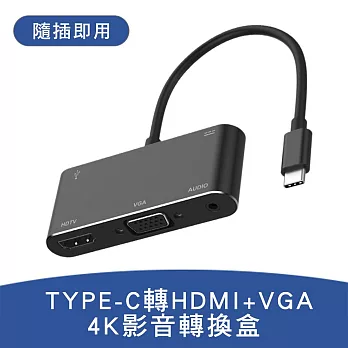 【SHOWHAN】TYPE-C轉HDMI+VGA 隨插即用4K影音轉換盒(OTN-9573S)