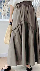 【ACheter】日式設計復古波浪抽褶半身裙