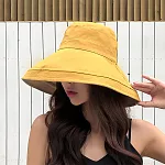 【KISSDIAMOND】大帽檐雙面可摺疊遮陽帽(KD-0867) F 雙面款-姜黃