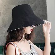 【KISSDIAMOND】大帽檐雙面可摺疊遮陽帽(KD-0868) F 雙面款-楓葉黑