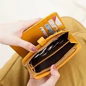 CHENSON 內外全真皮 11卡中夾附獨立零錢袋 (W22604-L) 黃