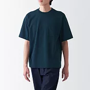 【MUJI 無印良品】男棉混涼感寬版短袖T恤 S 暗藍