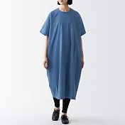 【MUJI 無印良品】女棉混涼感天竺洋裝 M 藍色