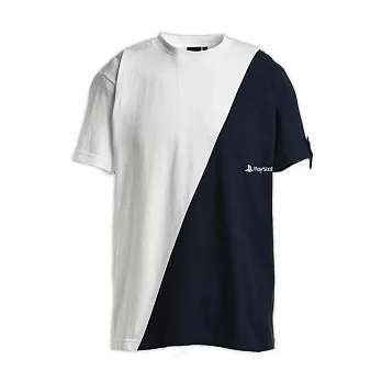 PlayStation雙色拼接T恤(A)-白/海軍藍 M