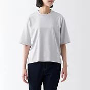 【MUJI 無印良品】女棉混涼感寬版短袖T恤 XS 淺灰