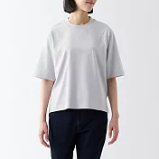 【MUJI 無印良品】女棉混涼感寬版短袖T恤 XL 淺灰