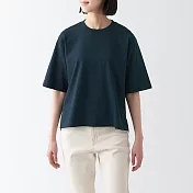 【MUJI 無印良品】女棉混涼感寬版短袖T恤 M 深藍