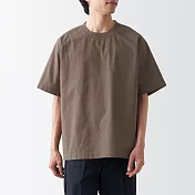 【MUJI 無印良品】男有機棉涼感圓領布帛短袖T恤 XL 棕色