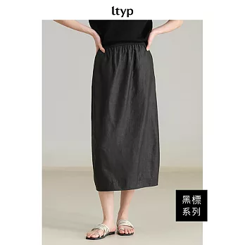 ltyp 旅途原品 黑標系列 100%真絲香雲紗極簡氣球裙 M L-XL  L 檀木黑