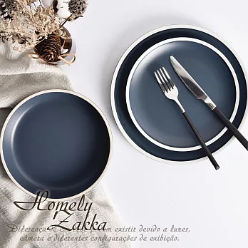 【Homely Zakka】莫蘭迪啞光磨砂陶瓷餐盤碗餐具_小圓深盤20.5cm (莫蘭迪藍)