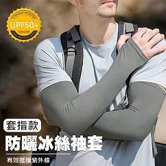 冰絲防曬袖套 涼感 抗UV 防手臂曬傷(1雙) 套指款/深灰色XXL