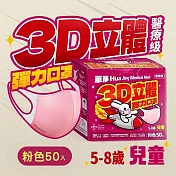華淨醫用口罩-3D立體醫療口罩-兒童用 (50片/盒)-粉色