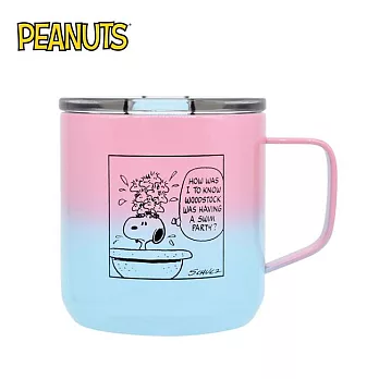 【日本正版授權】史努比 不鏽鋼 馬克杯 350ml 保溫杯/不鏽鋼杯/咖啡杯 Snoopy/PEANUTS - 粉藍款