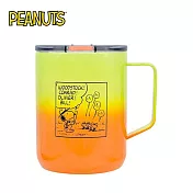 【日本正版授權】史努比 不鏽鋼 馬克杯 L號 450ml 保溫杯/不鏽鋼杯/咖啡杯 Snoopy/PEANUTS - 綠橘款