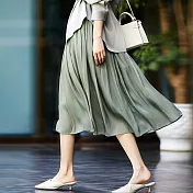 【初色】純色珠光感鬆緊腰半身裙長裙-共6色-67873(M-XL可選) M 綠色