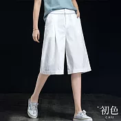 【初色】夏季薄款五分短褲西裝褲-共3色-67819(M-2XL可選) 2XL 白色