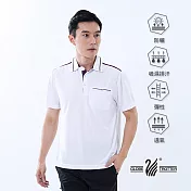 【遊遍天下】MIT台灣製男款吸濕排汗抗UV防曬涼感機能POLO衫(GS1039) 2XL 白紫