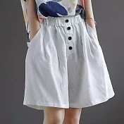【初色】復古棉麻風寬鬆五分闊腿褲-共5色-63233(M-2XL可選) XL 白色