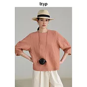 ltyp旅途原品 漢麻亞麻100%亞麻優雅休閒五分袖小衫 M L-XL  L-XL 海螺橙