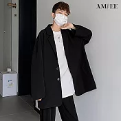 【AMIEE】韓系雅痞寬鬆百搭西裝外套(男裝/KDCY-W21) M 黑色