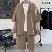 【AMIEE】型男經典流行休閒套裝(男裝/KDAY-810) XL 卡其