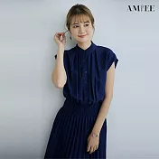 【AMIEE】甜美荷葉層次造型雪紡洋裝(KDDY-0850) M 藏青