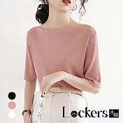 【Lockers 木櫃】夏季一字肩冰絲針織衫上衣 L112051502 M 粉色M