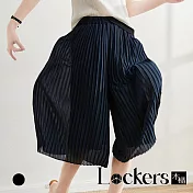 【Lockers 木櫃】夏季高腰百褶七分褲裙 L112051507 XL 藏青色XL