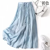 【初色】涼爽飄逸棉麻風半身裙-共3色-61626(M-2XL可選) M 藍色