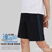 BeautyFocus自在風/極透涼運動短褲7565-  L  藍條紋