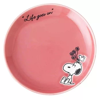 【日本YAMAKA】史努比粉彩陶瓷圓型淺盤21cm ‧ 粉紅