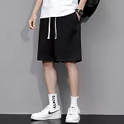 【KISSDIAMOND】休閒寬鬆透氣運動風男裝短褲(KDP-9998) 2XL 黑色