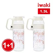 【iwaki】日本品牌耐熱玻璃冷/熱水壺(櫻花款) 2入組(原廠總代理)