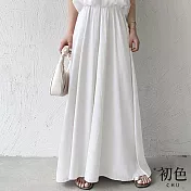 【初色】夏季薄款高腰鬆緊闊腿褲裙-共4色-67564(M-XL可選) XL 白色