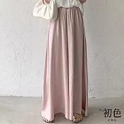 【初色】夏季薄款高腰鬆緊闊腿褲裙-共4色-67564(M-XL可選) XL 皮粉色