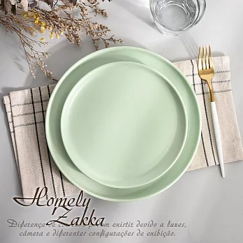【Homely Zakka】莫蘭迪啞光釉陶瓷餐盤碗餐具_小圓平盤20.5cm(3色任選) 莫蘭迪綠