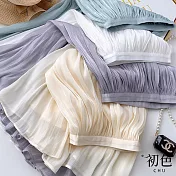 【初色】素色薄紗垂感休閒褶皺半身中長裙-共4色-68196(M/L可選) L 紫色