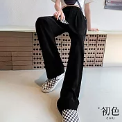 【初色】休閒薄款冰絲垂感西裝闊腿褲-共10色-67164(M-2XL可選) M 黑色