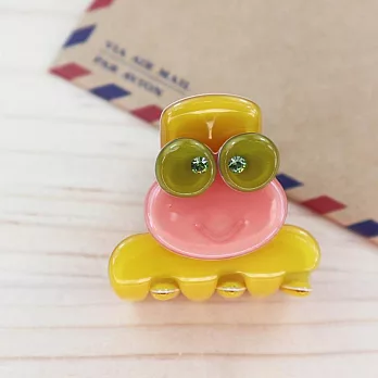 【PinkyPinky Boutique】大眼蛙蛙 瀏海小水鑽抓夾 (黃色)