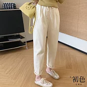 【初色】寬鬆高腰休閒長褲-共3色-68311(M-2XL可選) XL 杏色