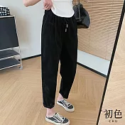 【初色】寬鬆高腰休閒長褲-共3色-68311(M-2XL可選) XL 黑色