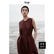 ltyp旅途原品 黑標系列 100%真絲紅雲紗高級優雅無袖A字連衣裙 M L-XL M 棕紅色