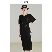 ltyp旅途原品 日本進口三醋酸極簡隨性空氣連衣裙 M L-XL M 經典黑