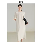 ltyp旅途原品 日本進口三醋酸極簡隨性空氣連衣裙 M L-XL  M 奶油杏