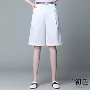 【初色】高腰括腿五分短褲-共3色-67526(M-2XL可選) XL 白色