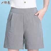 【初色】休閒冰絲清涼短褲-共4色-62667(M-2XL可選) M 灰色