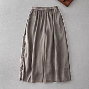 【ACheter】 原創文藝簡約七分褲寬鬆休閒純色百搭雙層輕薄麻料闊腿褲# 117612 M 灰色